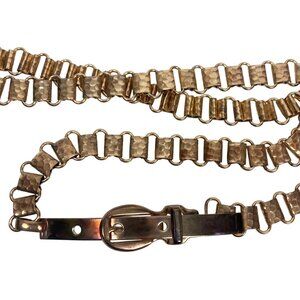 Vintage Gold Tone Metal Link Chain Belt Buckle Closure Womens Large 90s Preppy